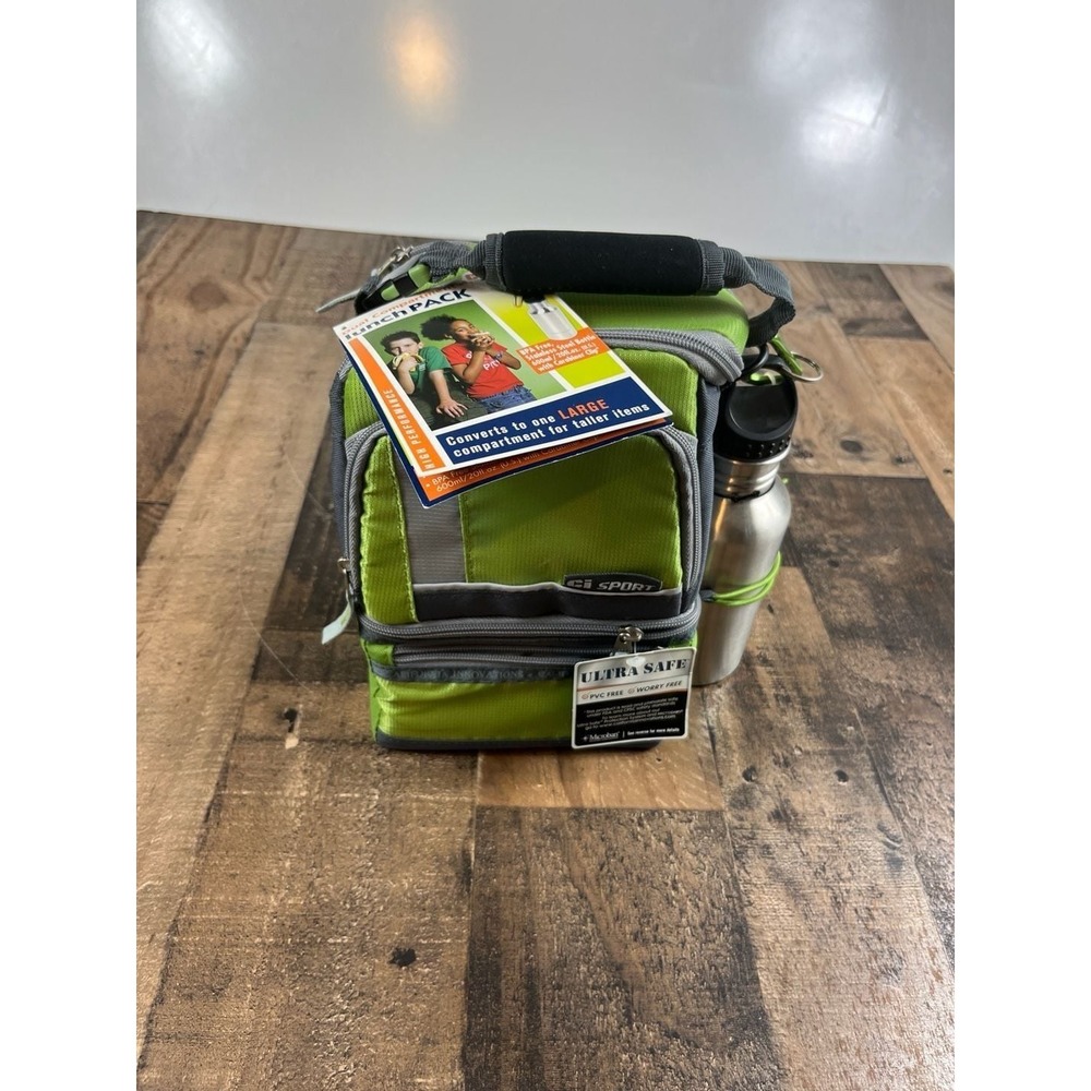 Ci SPORT Dual Compartment Thermal Insulated Lunch Pack, Stainless Steel‎ Bott